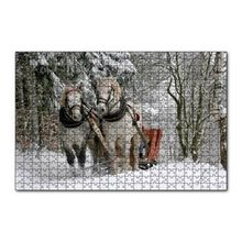Cakapuzzle Karda Kızak Çeken Bir Çift At 255 Parça Puzzle