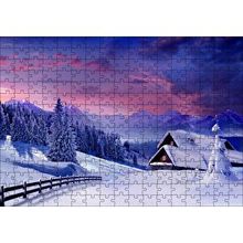 Cakapuzzle Karlar Altında Doğa ve Ev 120 Parça Ahşap Puzzle