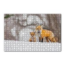 Cakapuzzle Karlar Üzerinde Kutup Tilkisi ve Yavrusu 120 Parça Ahşap Puzzle