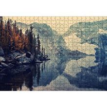 Cakapuzzle Karlı Dağlar Göl ve Sonbahar Ağaçları 120 Parça Ahşap Puzzle