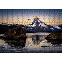 Cakapuzzle Karlı Dağlar ve Altın Rengi Zirve 120 Parça Ahşap Puzzle