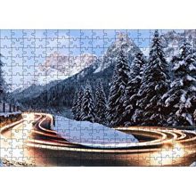 Cakapuzzle Karlı Orman İçindeki Yol Uzun Pozlama Çekim 120 Parça Ahşap Puzzle