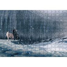 Cakapuzzle Kayalık Duvar Karlar Beyaz Kurt ve Şövalye 120 Parça Ahşap Puzzle