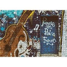 Cakapuzzle Keman ve Notalar Duvar Boyama 120 Parça Ahşap Puzzle