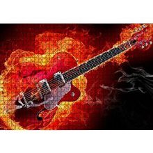 Cakapuzzle Kırmızı Elektrogitar Alevler İçinde 120 Parça Ahşap Puzzle