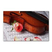 Cakapuzzle Kırmızı Gül Notalar ve Keman 120 Parça Ahşap Puzzle