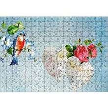 Cakapuzzle Kırmızı Güller Kuş ve Kalpli Mektuplar 120 Parça Ahşap Puzzle