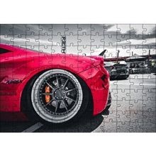 Cakapuzzle Kırmızı Spor Araba Çelik Jant Detayı 120 Parça Ahşap Puzzle