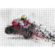 Cakapuzzle Kırmızı Yarış Motoru Dijital Çizim 120 Parça Ahşap Puzzle