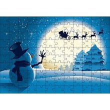 Cakapuzzle Kış Noeli Kardan Adam Ağaçlar Ayışığı 120 Parça Ahşap Puzzle