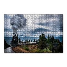 Cakapuzzle Kıvrılarak İlerleyen Kara Tren ve Dumanı 120 Parça Ahşap Puzzle