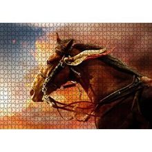 Cakapuzzle Kızıl Bulutlar Koşan Kahverengi At Görseli 120 Parça Puzzle