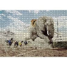 Cakapuzzle Köpek Yarışına Katılan Fil İllüstrasyon 120 Parça Ahşap Puzzle