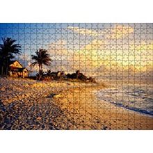 Cakapuzzle Kübada Bir Kumsal ve Günbatımı 120 Parça Ahşap Puzzle