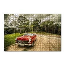 Cakapuzzle Kübada Kırmızı Cabrio Araba ve Ağaçlar 120 Parça Ahşap Puzzle