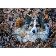 Cakapuzzle Kuru Yapraklar Arasındaki Sevimli Köpek 120 Parça Puzzle