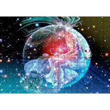 Cakapuzzle Kuşağında Oturan Kız ve Yıldızlar 120 Parça Ahşap Puzzle
