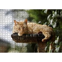 Cakapuzzle Kütüğün Üzerinde Miskinlik Eden Sarı Kedi 120 Parça Ahşap Puzzle