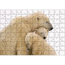 Cakapuzzle Kutup Ayısı ve Sevimli Yavruları Kar Arkaplan 120 Parça Ahşap Puzzle