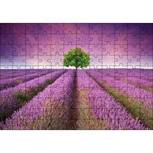Cakapuzzle Lavanta Tarlası ve Yeşil Yalnız Ağaç 120 Parça Ahşap Puzzle