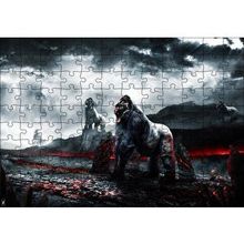 Cakapuzzle Lavlar ve Goril Savaşçılar İllüstrasyon 120 Parça Ahşap Puzzle