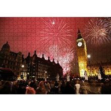 Cakapuzzle Londra Big Ben Yılbaşı Havai Fişekler 120 Parça Ahşap Puzzle