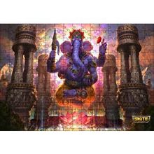 Cakapuzzle Lord Ganesha Hindu Tanrısı Mor 120 Parça Ahşap Puzzle