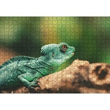 Cakapuzzle Mango Kökü Üzerindeki Yeşil Kertenkele 120 Parça Ahşap Puzzle