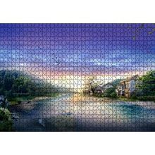 Cakapuzzle Manzara Resmi Nehir Ev Orman 120 Parça Ahşap Puzzle