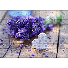 Cakapuzzle Masada Buket Lavanta ve Tahta Kalp 120 Parça Ahşap Puzzle
