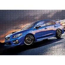 Cakapuzzle Mavi Subaru STI ve Bulutlu Gökler 120 Parça Ahşap Puzzle