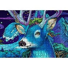 Cakapuzzle Mavi Temalı Geyik Yakın Plan 120 Parça Ahşap Puzzle