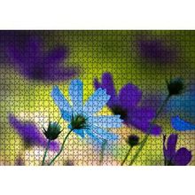 Cakapuzzle Mavi ve Mor Çiçekler Yapboz MDF Puzzle