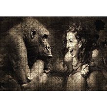 Cakapuzzle Maymun ve Gülümseyen kKadın 120 Parça Ahşap Puzzle