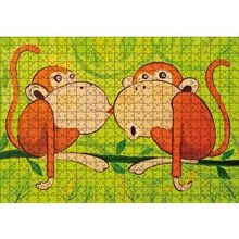 Cakapuzzle Maymunlar Aşk Öpücüğü 120 Parça Ahşap Puzzle