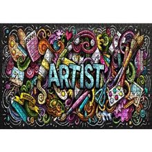 Cakapuzzle Modern Sanat Boyama Sanatı Aletleri 120 Parça Ahşap Puzzle
