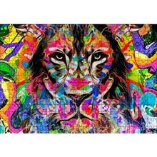 Cakapuzzle Modern Sanat Rekli Boyama Aslan Figür 120 Parça Ahşap Puzzle