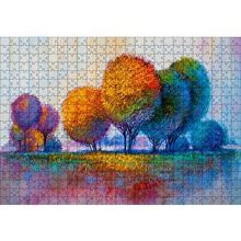 Cakapuzzle Modern Sanat Renkli Ağaç Doğa Görseli 120 Parça Ahşap Puzzle