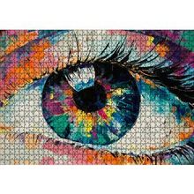 Cakapuzzle Modern Sanat Renli Boyama Kadın Gözü 120 Parça Ahşap Puzzle