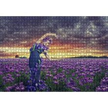 Cakapuzzle Mor Laleler Mor Elbiseli Kadın Mor Gökler 120 Parça Ahşap Puzzle