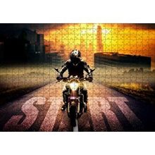 Cakapuzzle Motorsikletli Adam Günbatımı ve Gökdelenler 120 Parça Ahşap Puzzle