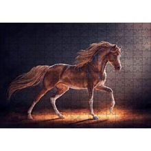 Cakapuzzle Muhteşem Kahverengi Aygır ve Mavi Desenleri 120 Parça Ahşap Puzzle