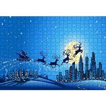 Cakapuzzle Noel Baba Geyikler ve Şehir Manzarası 120 Parça Ahşap Puzzle