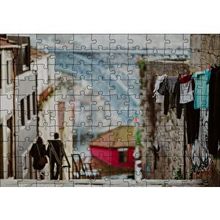 Cakapuzzle Nostaljik Sokak Merdivenler Çamaşırlar 120 Parça Ahşap Puzzle