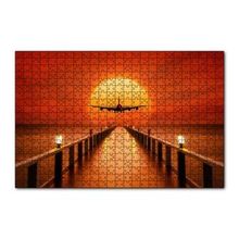 Cakapuzzle Okyanus İskele Günbatımı ve Uçak 120 Parça Ahşap Puzzle