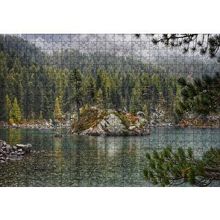 Cakapuzzle Orman Göl Ada ve Yağmur Damlaları 120 Parça Ahşap Puzzle