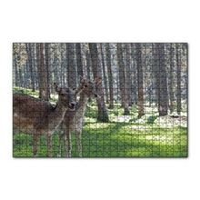 Cakapuzzle Orman Yeşil çimler ve İki Dişi Geyik 120 Parça Ahşap Puzzle