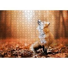 Cakapuzzle Orman Zemininde Yapraklar ve Yukarı Bakan Tilki 120 Parça Ahşap Puzzle