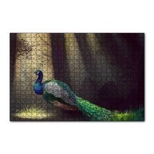 Cakapuzzle Ormandaki Yalnız Tavuskuşu ve Ağaçlar 120 Parça Ahşap Puzzle