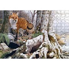 Cakapuzzle Ormandaki Yaşlı Ağaç ve Kahverengi Tilki 120 Parça Ahşap Puzzle
